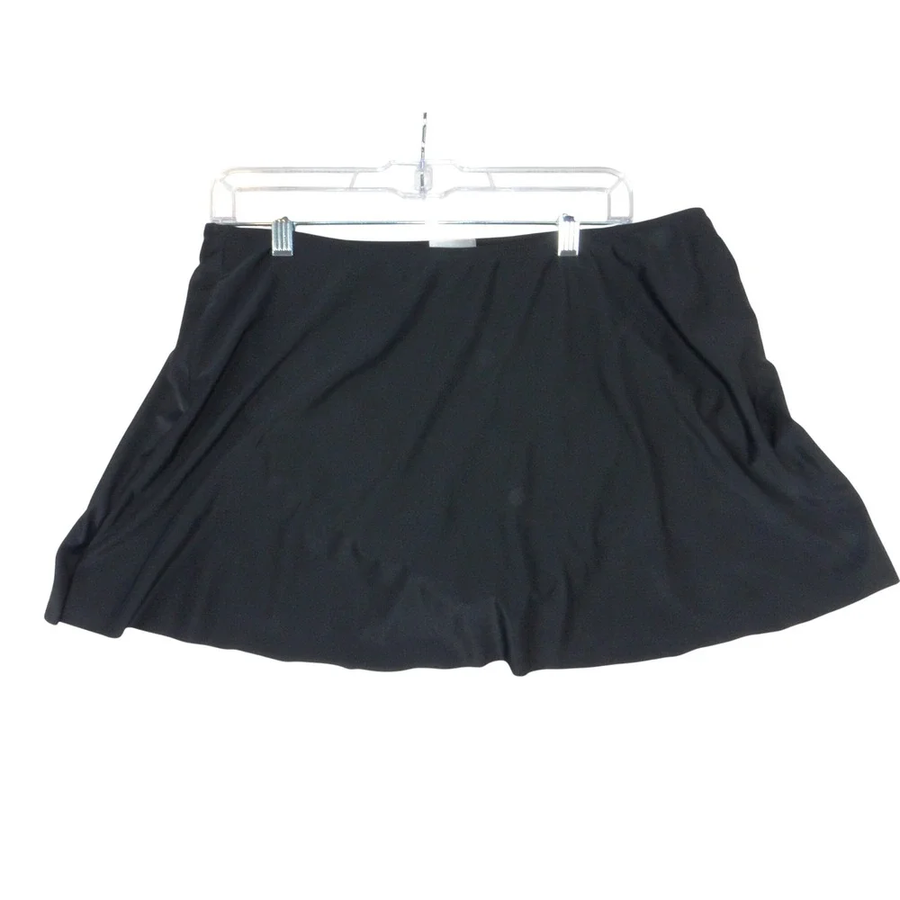 Del Raya Swimwear Black Swim Skirt Solid Skirted Swimsuit Bottom Women Size XL